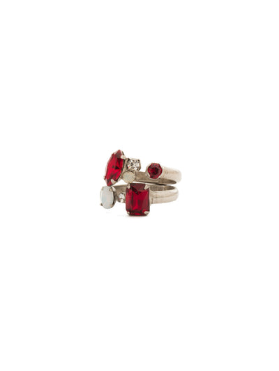 Double Up Stackable Ring Set - RDK50ASCP - <p>A two piece stackable ring packed with round and baguette shaped crystals that you can wear together or mix and match with your other faves. From Sorrelli's Crimson Pride collection in our Antique Silver-tone finish.</p>