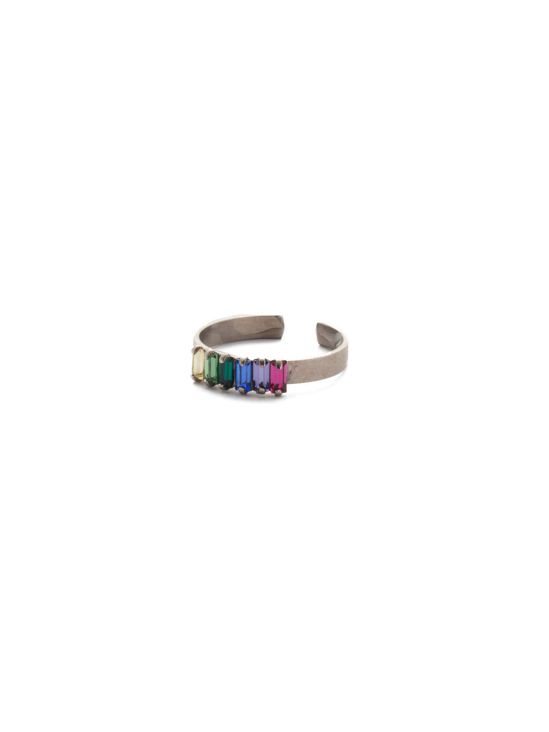 Band Together Adjustable Band Ring - RDN440ASPRI - <p>A chic ring that features a single band of brilliant baguette-cut crystals. From Sorrelli's Prism collection in our Antique Silver-tone finish.</p>
