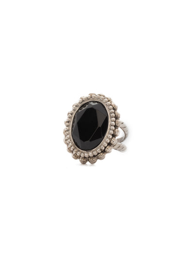 Flora Ring - RDQ11ASBON - <p>A semi-precious oval enhanced with decorative metal edging. From Sorrelli's Black Onyx collection in our Antique Silver-tone finish.</p>