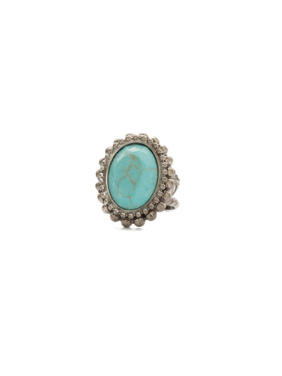 Flora Ring - RDQ11ASVH - <p>A semi-precious oval enhanced with decorative metal edging. From Sorrelli's Vivid Horizons collection in our Antique Silver-tone finish.</p>