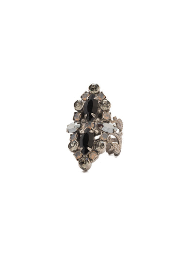Edelweiss Ring - RDQ30ASBON - <p>This elongated silhouette incorporates marquise and round-cut crystals in a vintage-inspired design. From Sorrelli's Black Onyx collection in our Antique Silver-tone finish.</p>