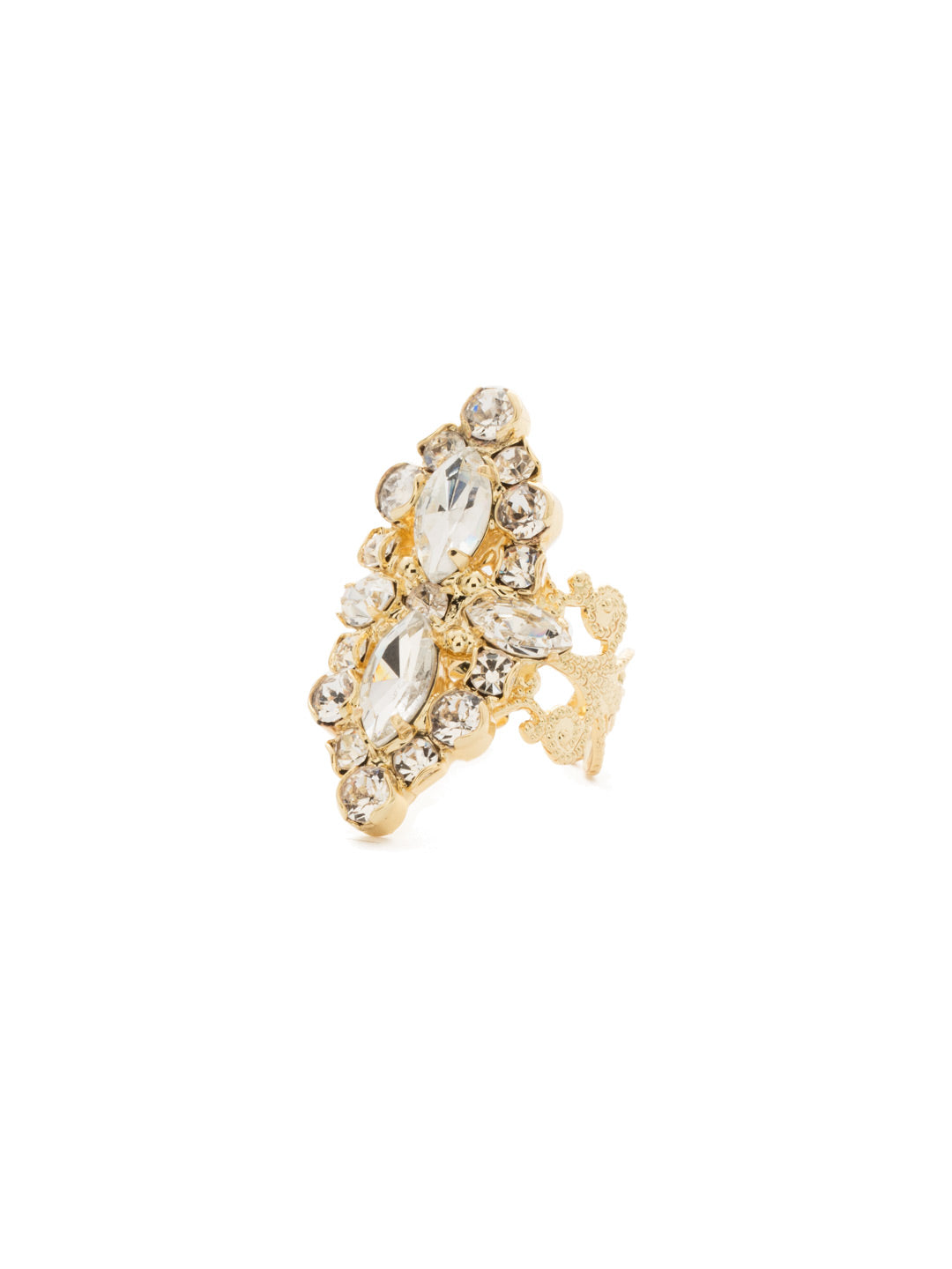 Edelweiss Ring - RDQ30BGCRY - <p>This elongated silhouette incorporates marquise and round-cut crystals in a vintage-inspired design. From Sorrelli's Crystal collection in our Bright Gold-tone finish.</p>