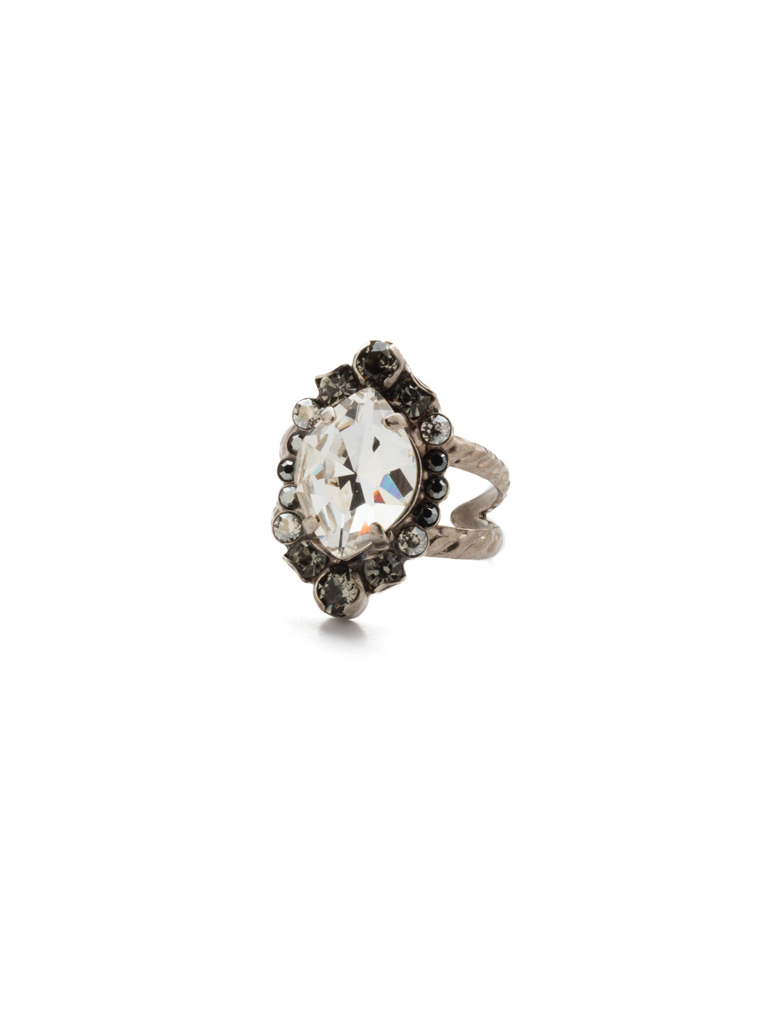 Eustoma Cocktail Ring - RDS44ASCRO - <p>A geometric gem surrounded by petite rounds of alternating colors. This fun ring offers just the right pop of sparkle. From Sorrelli's Crystal Rock collection in our Antique Silver-tone finish.</p>