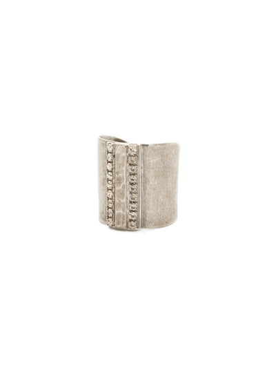All Lined Up Band Ring - RDW22ASCRY - <p>Accentuating a longer design with rows of round crystals. From Sorrelli's Crystal collection in our Antique Silver-tone finish.</p>