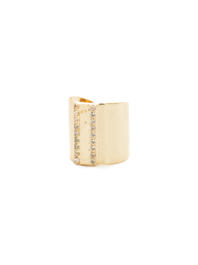 All Lined Up Band Ring - RDW22BGCRY - <p>Accentuating a longer design with rows of round crystals. From Sorrelli's Crystal collection in our Bright Gold-tone finish.</p>