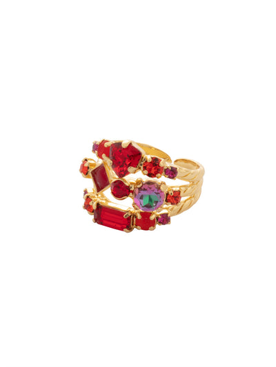 Sedge Stacked Ring - RDX1BGFIS - <p>This adjustable ring features three layers of crystals to create the illusion of three stackable rings. Adjustable to fit ring sizes 6-8. From Sorrelli's Fireside collection in our Bright Gold-tone finish.</p>