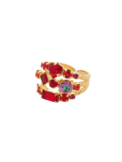 Sedge Stacked Ring - RDX1BGFIS - <p>This adjustable ring features three layers of crystals to create the illusion of three stackable rings. From Sorrelli's Fireside collection in our Bright Gold-tone finish.</p>