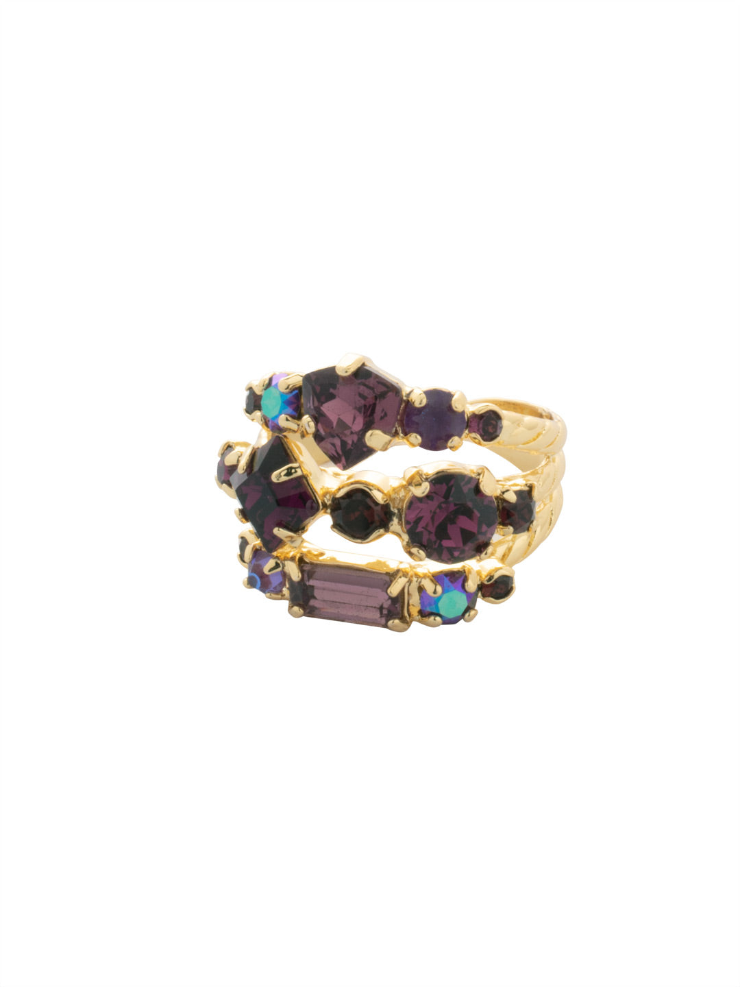 Sedge Stacked Ring - RDX1BGMRL - <p>This adjustable ring features three layers of crystals to create the illusion of three stackable rings. From Sorrelli's Merlot collection in our Bright Gold-tone finish.</p>
