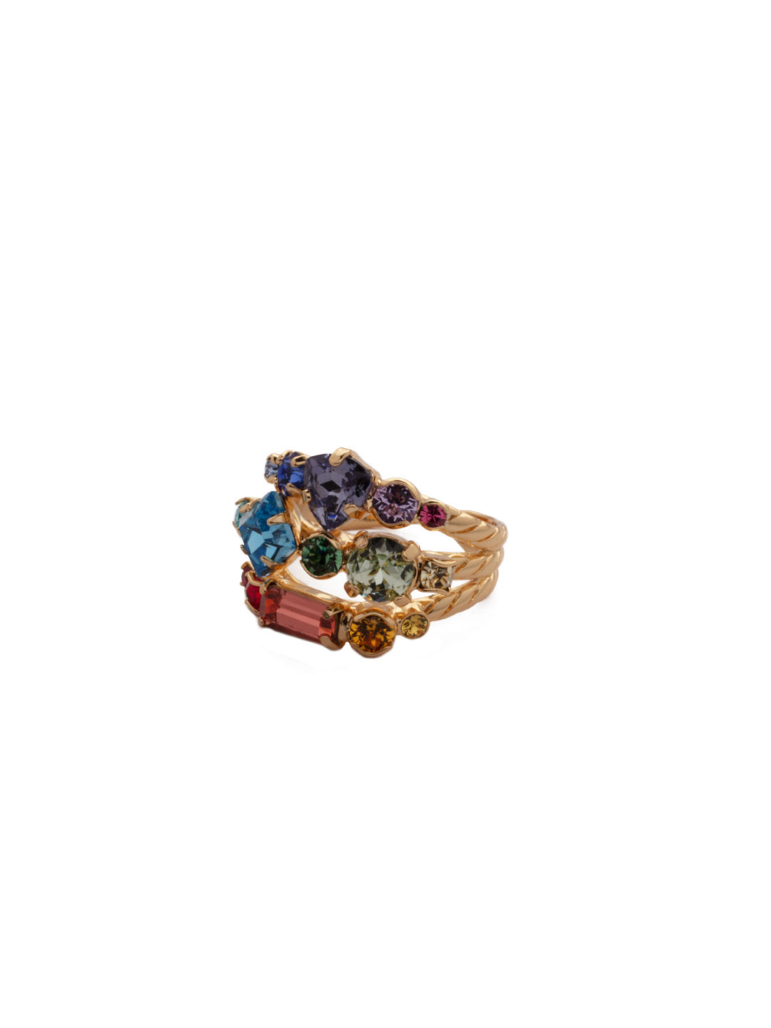Sedge Stacked Ring - RDX1BGPRI - <p>This adjustable ring features three layers of crystals to create the illusion of three stackable rings. From Sorrelli's Prism collection in our Bright Gold-tone finish.</p>