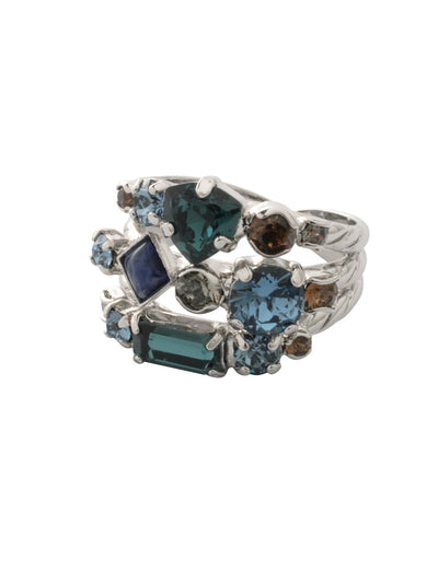 Sedge Stacked Ring - RDX1PDASP - <p>This adjustable ring features three layers of crystals to create the illusion of three stackable rings. From Sorrelli's Aspen SKY collection in our Palladium finish.</p>
