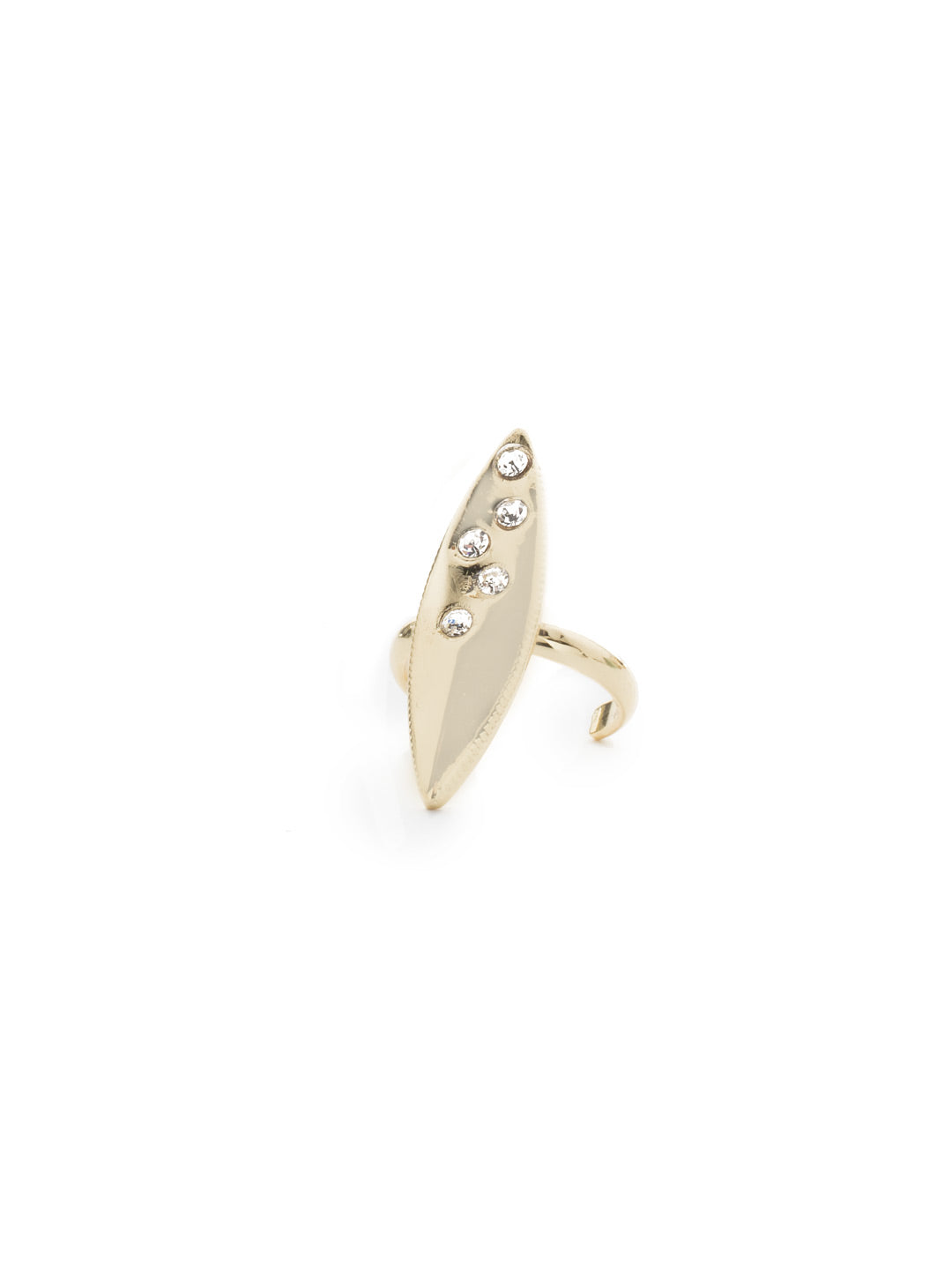 Elena Cocktail Ring - REB21BGCRY - <p>The Elena Ring is geometric and glam- a metal design with pave crystal details set atop a simple adjustable ring band. This ring is simple in design and spans from the base of your finger to the knuckle, making it modern and of the moment. From Sorrelli's Crystal collection in our Bright Gold-tone finish.</p>