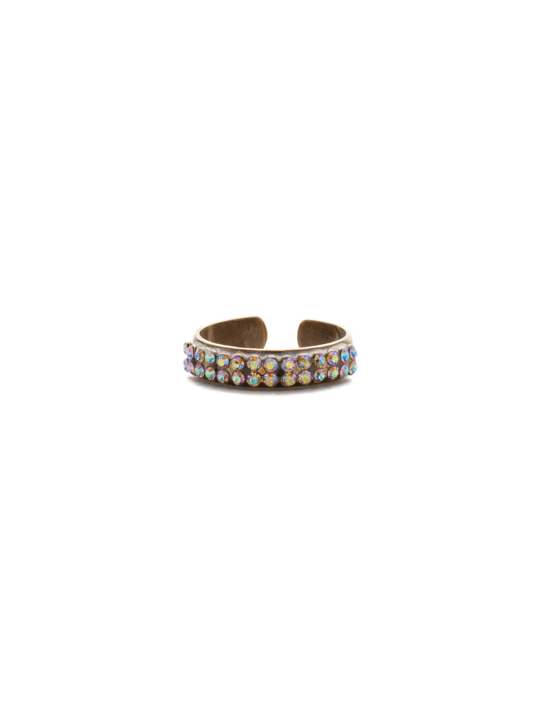 Kizzy Ring - REK14AGROB - <p>Layer on shine with this ring with two rows of shimmering crystal stones in one simple, adjustable piece. Our rings will shimmer all night long. From Sorrelli's Rocky Beach collection in our Antique Gold-tone finish.</p>