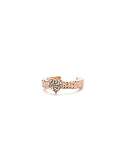 Hart Band Ring - REM3RGCRY - <p>Give the softness of a shimmering crystal heart a bit of an edge with the embossed metal band of this adjustable ring. From Sorrelli's Crystal collection in our Rose Gold-tone finish.</p>