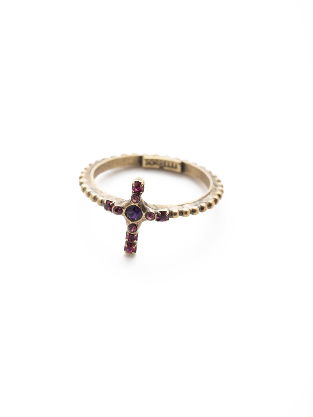 Monique Band Ring - REN1AGDCS - <p>The Monique Band Ring is the piece you're looking for when you want to wear a cross in a unique and fun way. Just slide on this hammered metal beauty. From Sorrelli's Duchess collection in our Antique Gold-tone finish.</p>