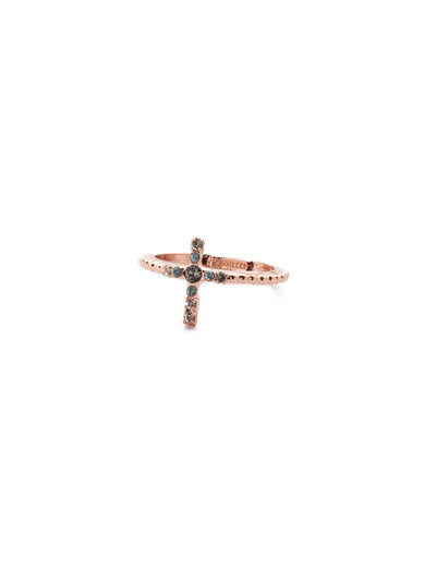 Monique Band Ring - REN1RGCAZ - The Monique Band Ring is the piece you're looking for when you want to wear a cross in a unique and fun way. Just slide on this hammered metal beauty. From Sorrelli's Crystal Azure collection in our Rose Gold-tone finish.