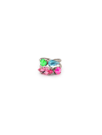 Mayzel Stacked Ring - RET1ASWDW - <p>The Mayzel Stacked Ring goes bold when it comes to sparkle. Slip it on and get flashy with navette, pear and round crystals. From Sorrelli's Wild Watermelon collection in our Antique Silver-tone finish.</p>