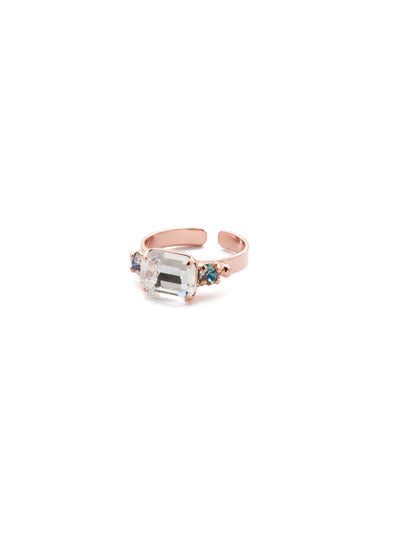 Carson Band Ring - RET57RGCAZ - Our Carson Band Ring is simple-yet-edgy with a stunning center sparkler accented with smaller crystals. Slip it on any finger and adjust to size. From Sorrelli's Crystal Azure collection in our Rose Gold-tone finish.