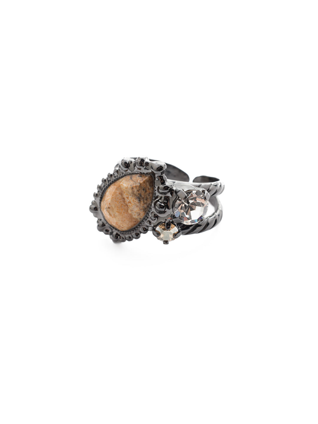 Henrietta Band Ring - REU15GMGNS - Our Henrietta Band Ring can be adjusted to fit any finger to add some edge to an outfit. If features a bold pear-shaped stone and round signature Sorrelli crystals. From Sorrelli's Golden Shadow collection in our Gun Metal finish.