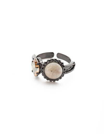 Berenice Band Ring - REU4GMGNS - Slip on the Berenice Band Ring and your finger will do some fashionable talking, showcasing a round, earthy stone and navette crystal sparkler. From Sorrelli's Golden Shadow collection in our Gun Metal finish.