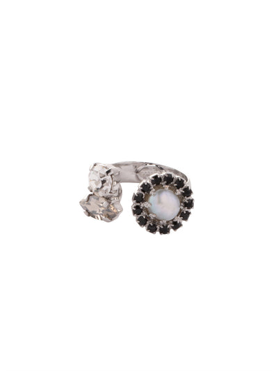 Shoshanna Statement Ring - RFC31PDSNI - <p>The Shoshanna Statement Ring features an adjustable band that closes at the front of the finger, with crystals on one end and a halo set freshwater pearl at the other end. From Sorrelli's Starry Night collection in our Palladium finish.</p>