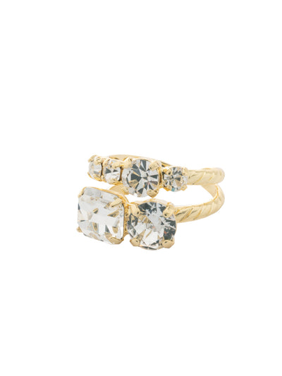 Miriam Stacked Ring - RFC44BGCRY - <p>The Miriam Stacked Ring features assorted cut crystals on an adjustable band. From Sorrelli's Crystal collection in our Bright Gold-tone finish.</p>