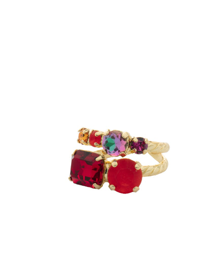 Miriam Stacked Ring - RFC44BGFIS - <p>The Miriam Stacked Ring features assorted cut crystals on an adjustable band. From Sorrelli's Fireside collection in our Bright Gold-tone finish.</p>