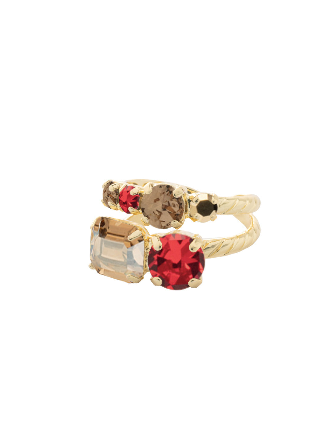 Miriam Stacked Ring - RFC44BGGGA - <p>The Miriam Stacked Ring features assorted cut crystals on an adjustable band. From Sorrelli's Go Garnet collection in our Bright Gold-tone finish.</p>