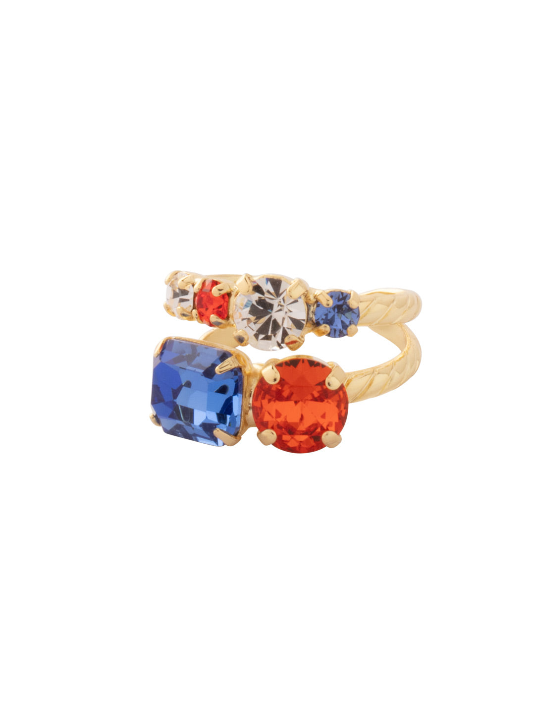 Miriam Stacked Ring - RFC44BGOCR - <p>The Miriam Stacked Ring features assorted cut crystals on an adjustable band. From Sorrelli's Orange Crush collection in our Bright Gold-tone finish.</p>