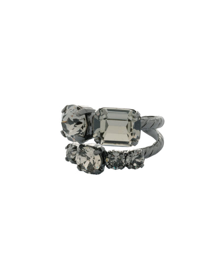 Miriam Stacked Ring - RFC44GMBD - <p>The Miriam Stacked Ring features assorted cut crystals on a braided double band. Adjustable to fit ring sizes 6-8. From Sorrelli's Black Diamond collection in our Gun Metal finish.</p>