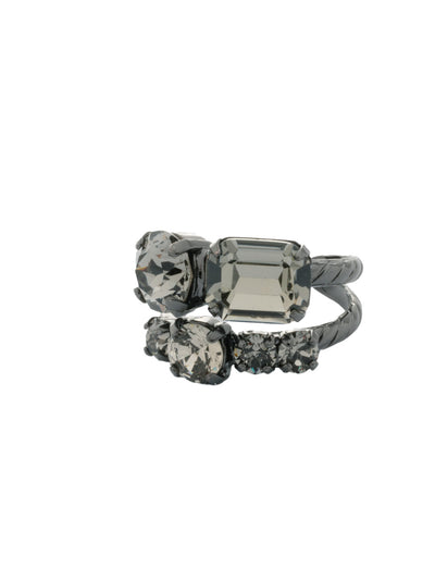 Miriam Stacked Ring - RFC44GMBD - <p>The Miriam Stacked Ring features assorted cut crystals on an adjustable band. From Sorrelli's Black Diamond collection in our Gun Metal finish.</p>