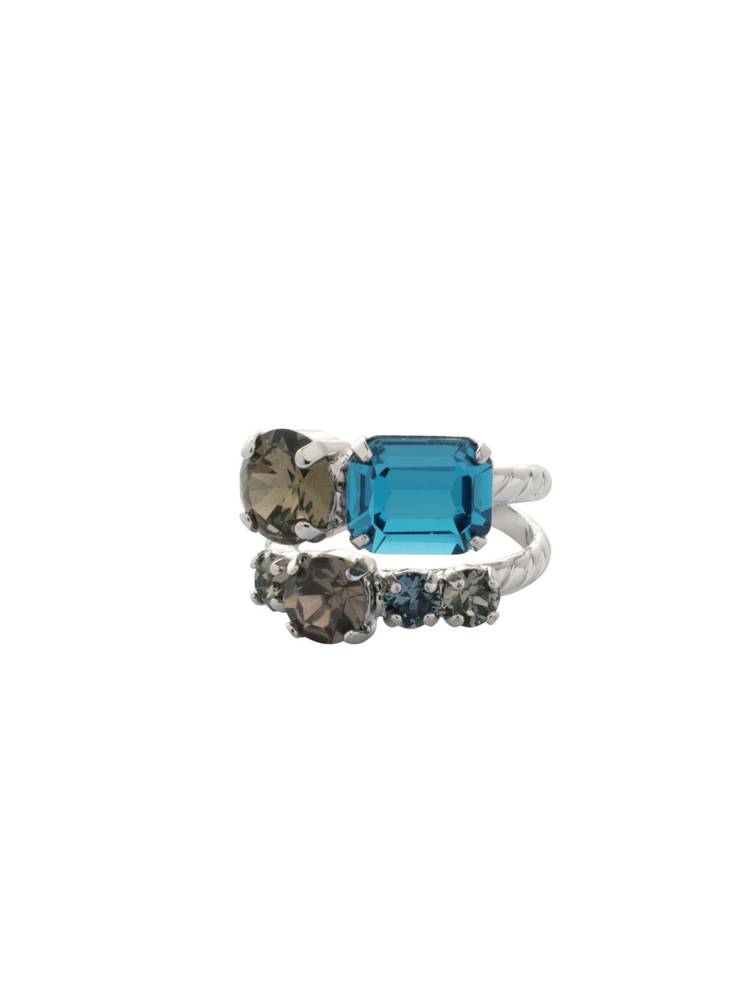 Miriam Stacked Ring - RFC44PDASP - <p>The Miriam Stacked Ring features assorted cut crystals on an adjustable band. From Sorrelli's Aspen SKY collection in our Palladium finish.</p>