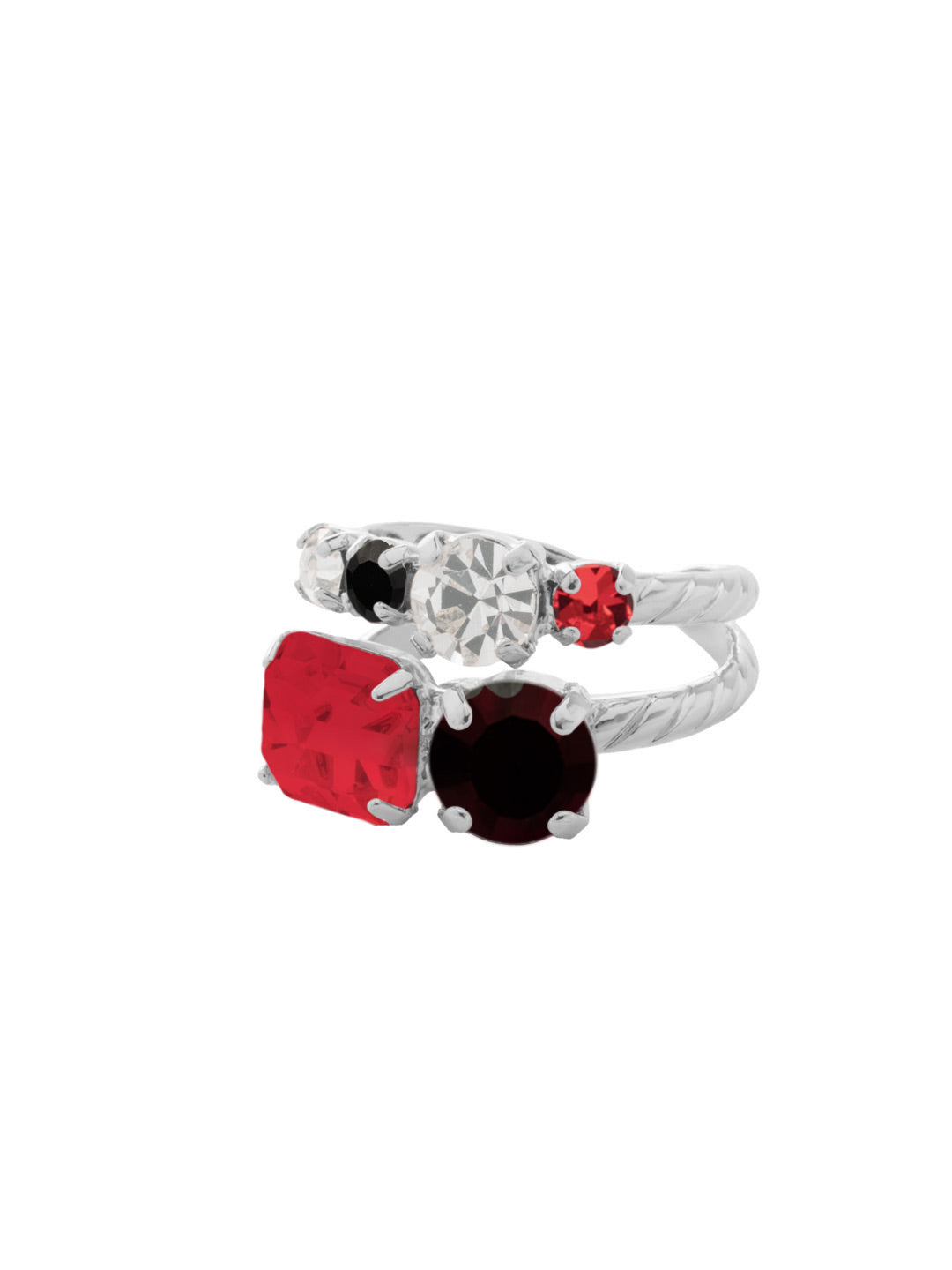 Miriam Stacked Ring - RFC44PDGDAR - <p>The Miriam Stacked Ring features assorted cut crystals on an adjustable band. From Sorrelli's Game Day Red collection in our Palladium finish.</p>