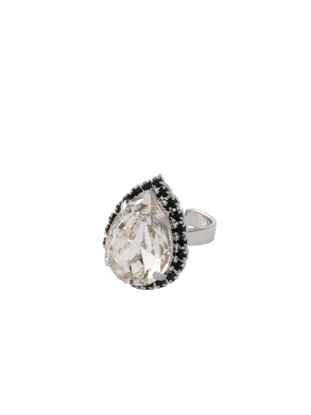 Giselle Pear Cocktail Ring - RFC80PDSNI - <p>The Giselle Pear Cocktail Ring features a halo pear cut crystal on an adjustable band. From Sorrelli's Starry Night collection in our Palladium finish.</p>