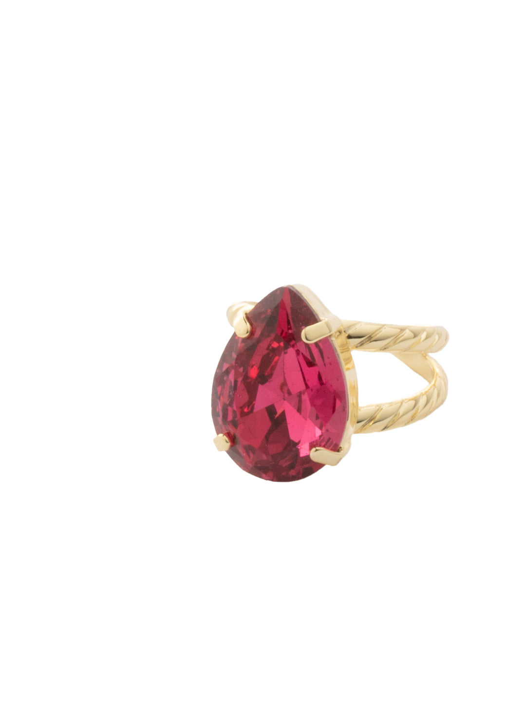 Eileen Statement Ring - RFF10BGRO - <p>The Eileen Statement Ring features a single pear cut candy gem crystal on an adjustable open ring band. From Sorrelli's Rose collection in our Bright Gold-tone finish.</p>