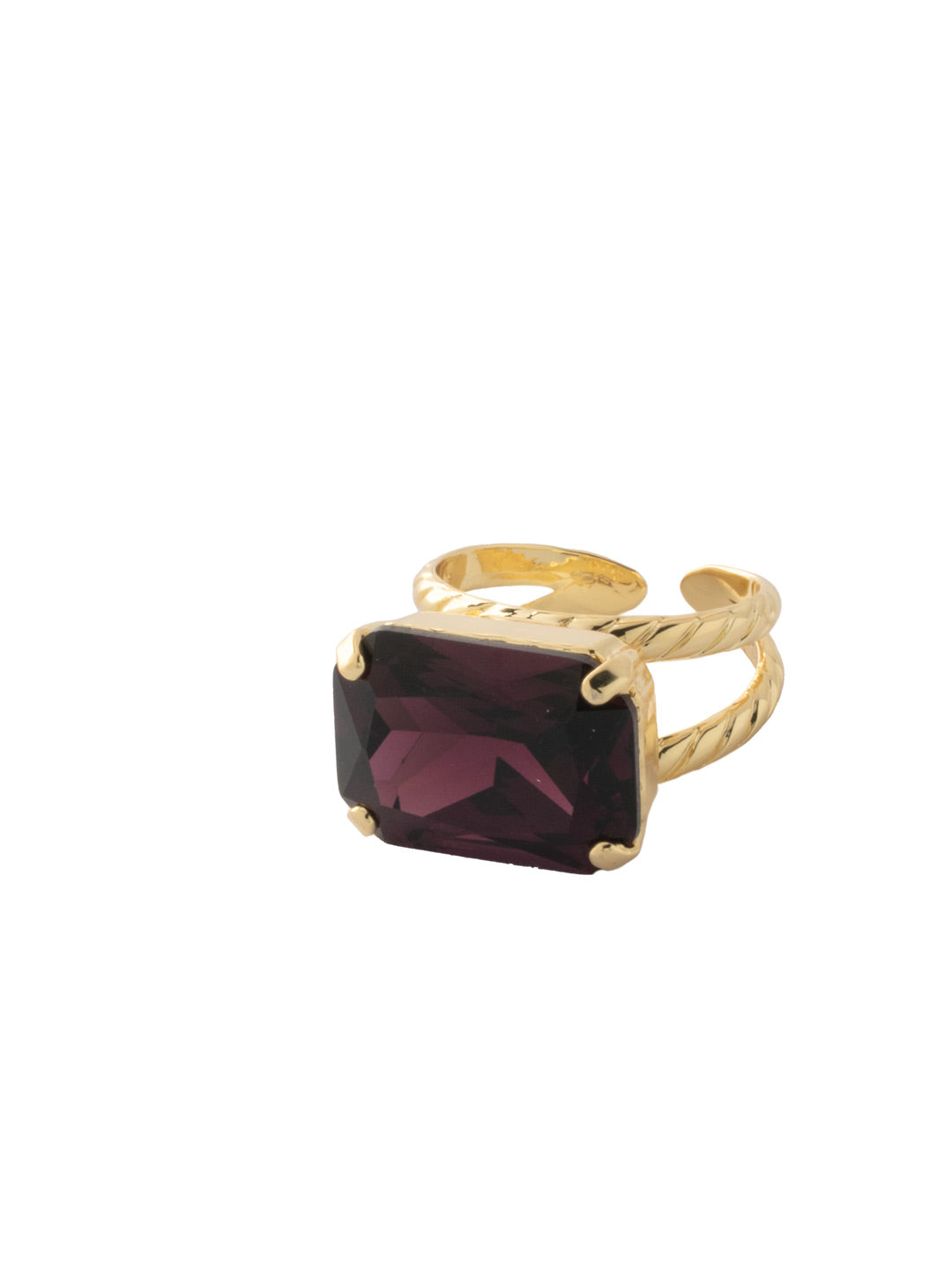 Kathleen Statement Ring - RFF8BGMRL - <p>The Kathleen Statement Ring features an emerald cut candy gem crystal on an adjustable ring band. From Sorrelli's Merlot collection in our Bright Gold-tone finish.</p>