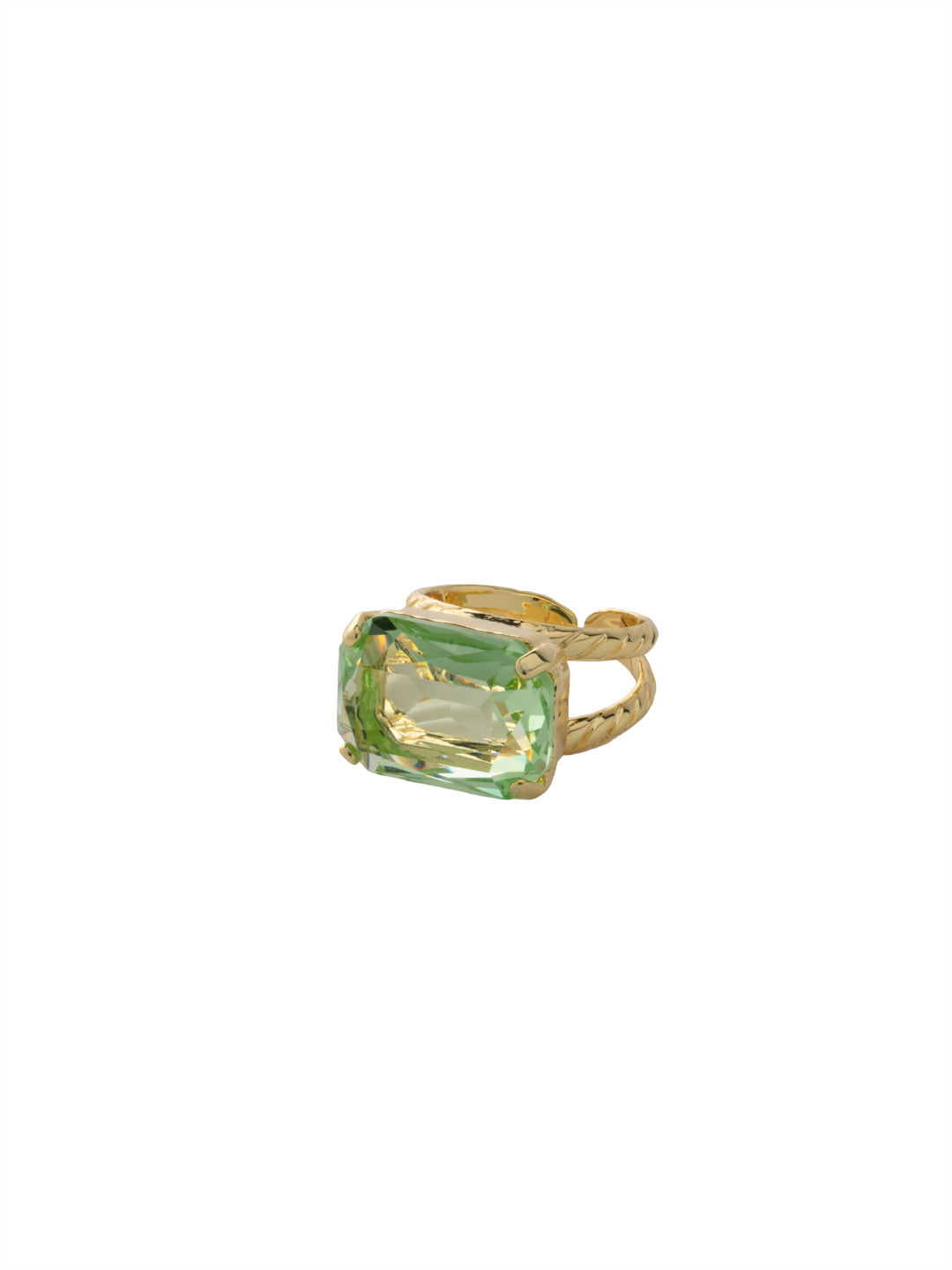 Kathleen Statement Ring - RFF8BGSGR - <p>The Kathleen Statement Ring features an emerald cut candy gem crystal on an adjustable ring band. From Sorrelli's Sage Green collection in our Bright Gold-tone finish.</p>