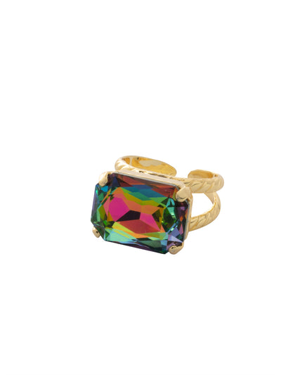 Kathleen Statement Ring - RFF8BGVO - <p>The Kathleen Statement Ring features an emerald cut candy gem crystal on an adjustable ring band. From Sorrelli's Volcano collection in our Bright Gold-tone finish.</p>