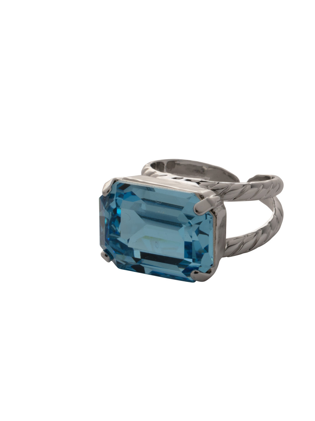 Kathleen Statement Ring - RFF8PDAQU - <p>The Kathleen Statement Ring features an emerald cut candy gem crystal on an adjustable ring band. From Sorrelli's Aquamarine collection in our Palladium finish.</p>