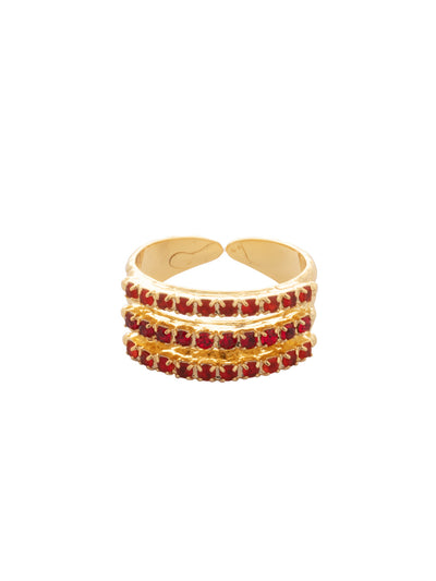 Rosamund Stacked Ring - RFL13BGFIS - <p>The Rosamund Stacked Ring features embellished rhinestone bands stacked as one adjustable ring. From Sorrelli's Fireside collection in our Bright Gold-tone finish.</p>