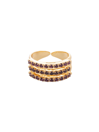 Rosamund Stacked Ring - RFL13BGMRL - <p>The Rosamund Stacked Ring features embellished rhinestone bands stacked as one adjustable ring. From Sorrelli's Merlot collection in our Bright Gold-tone finish.</p>