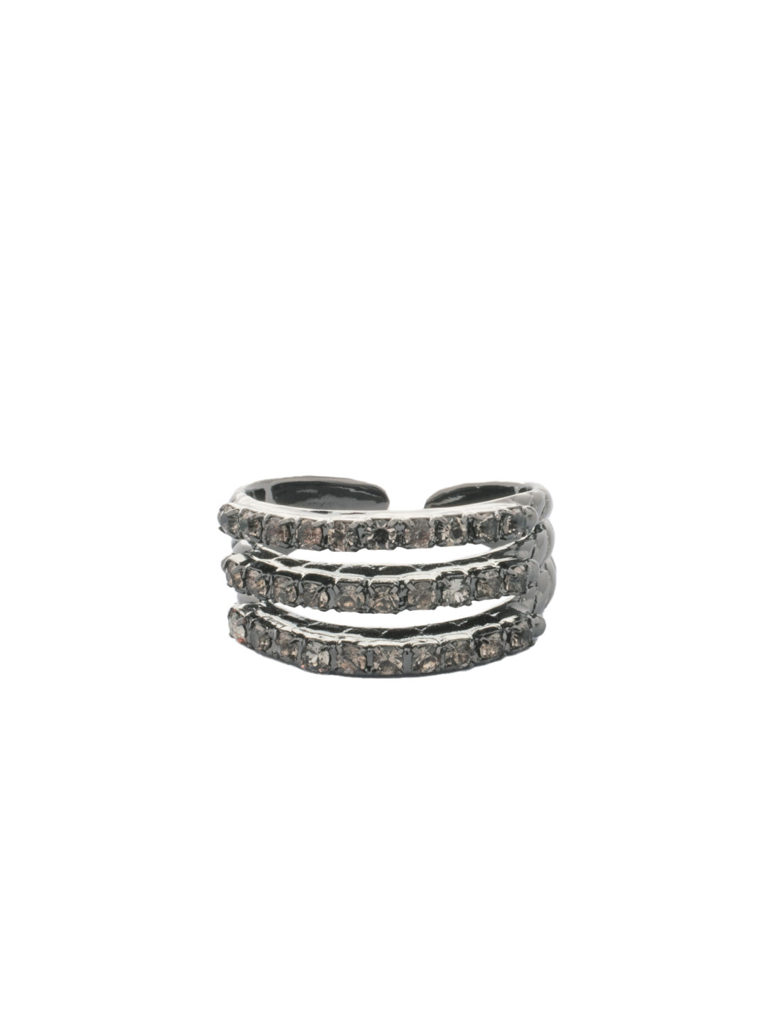 Rosamund Stacked Ring - RFL13GMBD - <p>The Rosamund Stacked Ring features embellished rhinestone bands stacked as one adjustable ring. From Sorrelli's Black Diamond collection in our Gun Metal finish.</p>