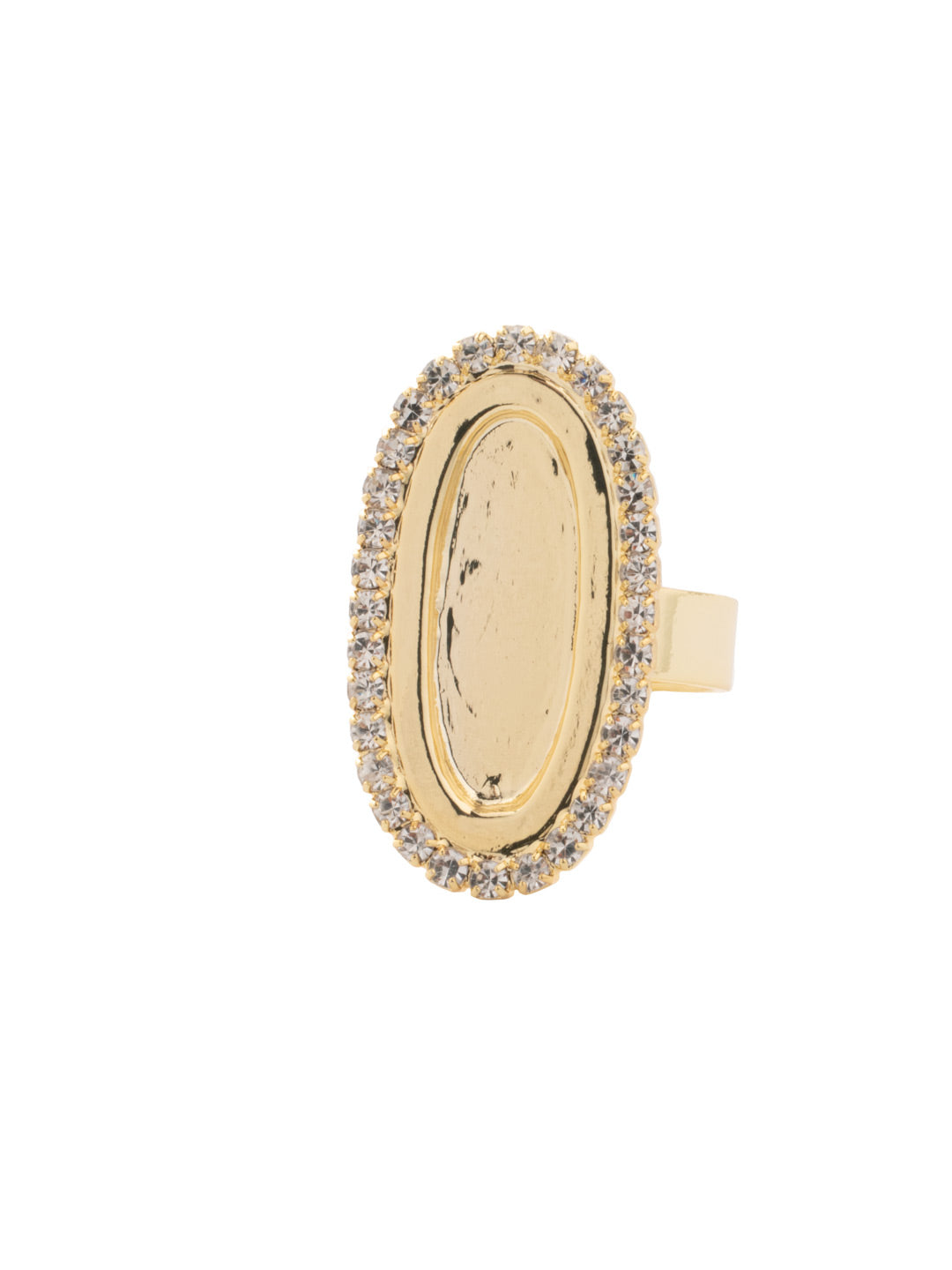 Tori Statement Ring - RFL3BGCRY - <p>The Tori Statement Ring features a rhinestone embellished filled chain link on an adjustable ring band. Adjustable to fit ring sizes 6-8. From Sorrelli's Crystal collection in our Bright Gold-tone finish.</p>