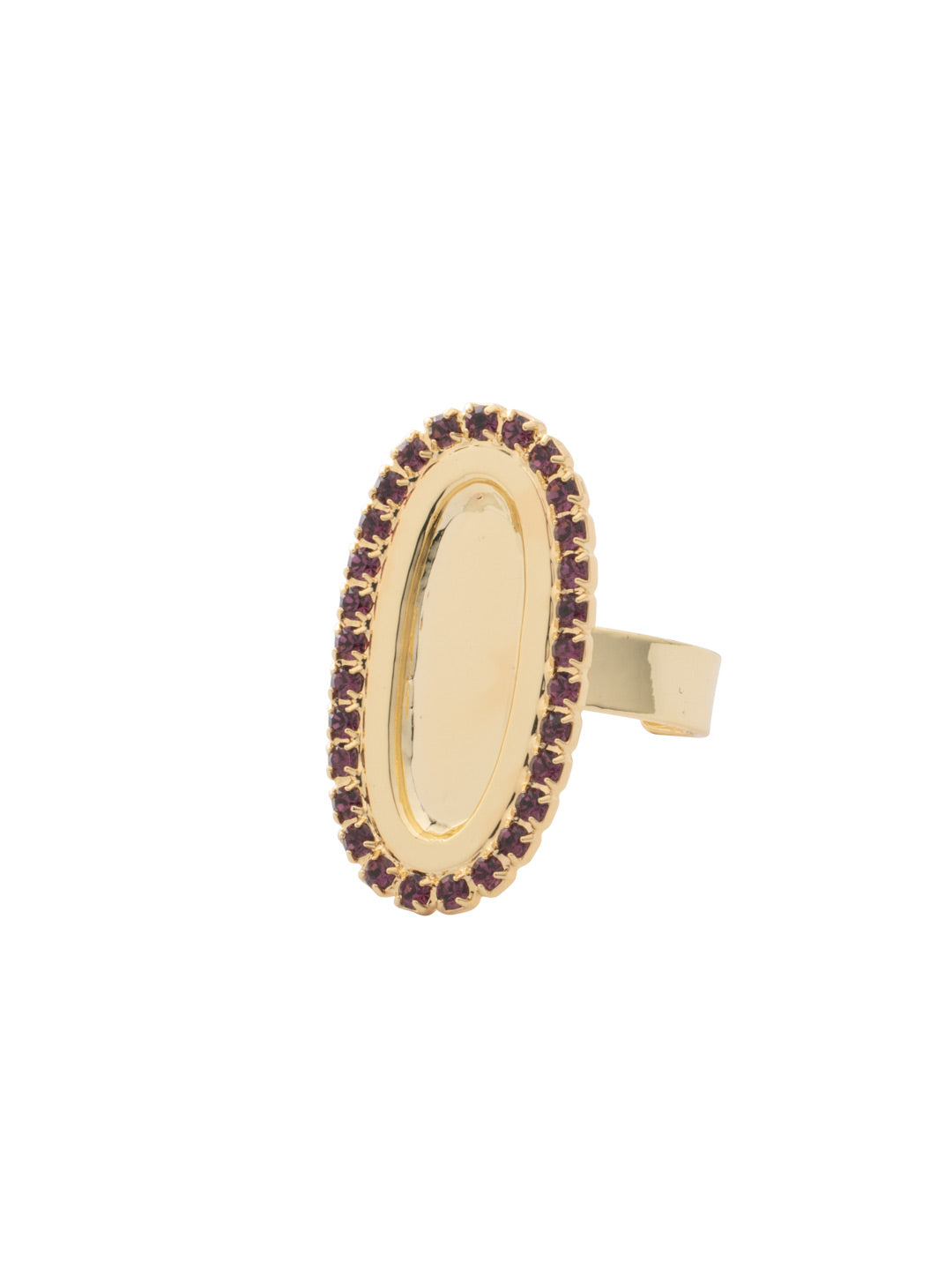 Tori Statement Ring - RFL3BGMRL - <p>The Tori Statement Ring features a rhinestone embellished filled chain link on an adjustable ring band. From Sorrelli's Merlot collection in our Bright Gold-tone finish.</p>