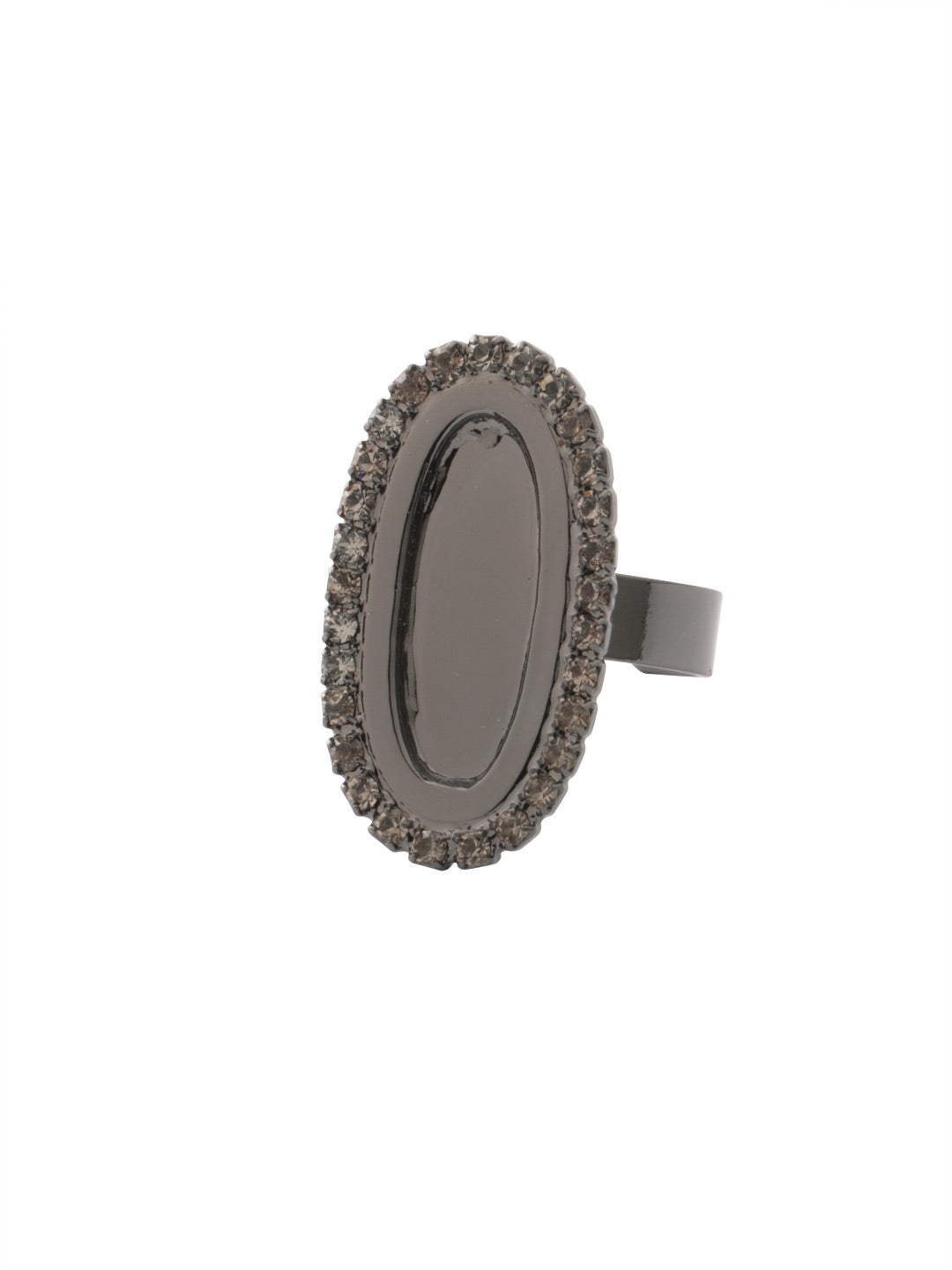 Tori Statement Ring - RFL3GMBD - <p>The Tori Statement Ring features a rhinestone embellished filled chain link on an adjustable ring band. Adjustable to fit ring sizes 6-8. From Sorrelli's Black Diamond collection in our Gun Metal finish.</p>