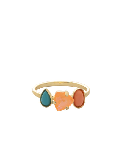 Delphine Band Ring - RFM51BGPRT - <p>The Delphine Band Ring features assorted crystals and semi-precious stones on a closed back ring band, fitting size 7. From Sorrelli's Portofino collection in our Bright Gold-tone finish.</p>