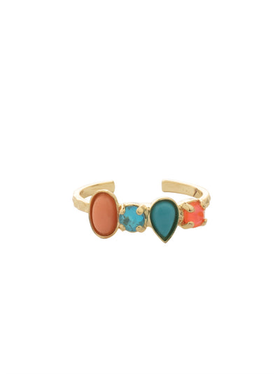 April Band Ring - RFM52BGPRT - <p>The April Band Ring features assorted crystals and semi-precious stones on an adjustable ring band, adjusting to fit ring sizes 4-10. From Sorrelli's Portofino collection in our Bright Gold-tone finish.</p>