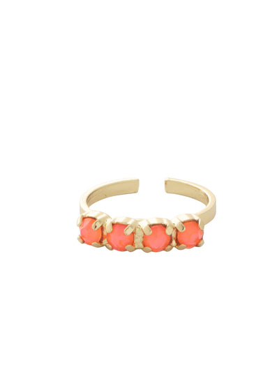 Jane Band Ring - RFM55BGETO - <p>The Jane Band Ring features a row of four round cut crystals on an adjustable band. From Sorrelli's Electric Orange collection in our Bright Gold-tone finish.</p>