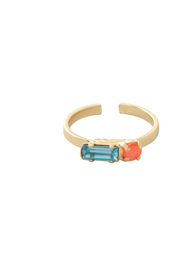 Palmer Band Ring - RFM56BGPRT - <p>The Palmer Band Ring features a baguette and round cut crustal nestled together on an adjustable ring band, adjusting to fit ring sizes 4-10. From Sorrelli's Portofino collection in our Bright Gold-tone finish.</p>
