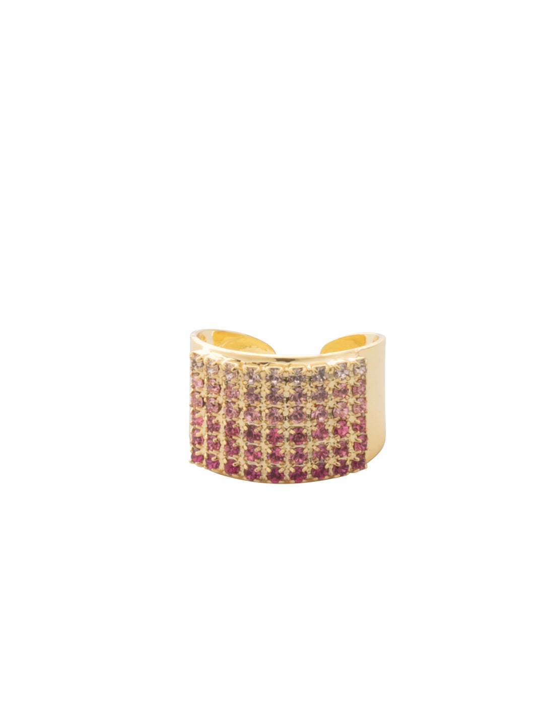 Mini Crystal Pave Cocktail Ring - RFN2BGBFL - <p>The Mini Crystal Pave Cocktail Ring features a grid of crystals embellished on a thick adjustable ring band, fitting ring sizes 4-10. From Sorrelli's Big Flirt collection in our Bright Gold-tone finish.</p>