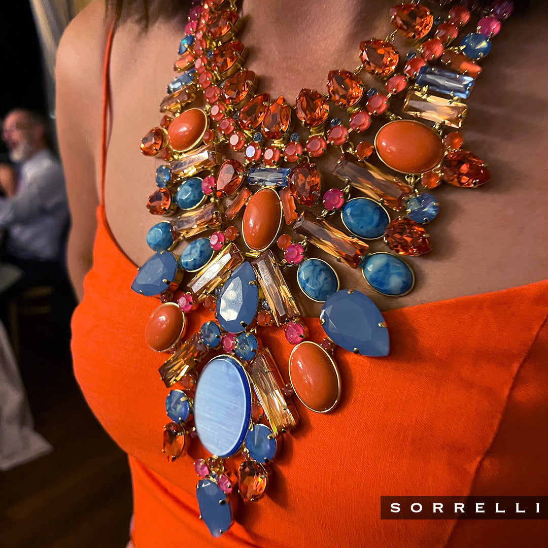 Buy Stunning pink and orange shaded statement necklace Online. – Odette